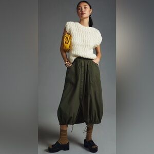 Anthropologie Pilcro Buttondown Bubble Skirt In Olive Green Size SP